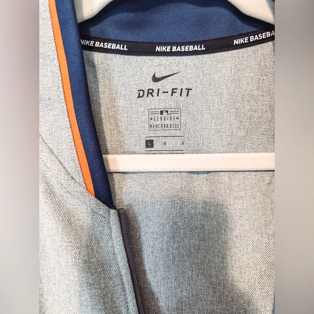 Nike Men's Houston Astros Dry Fit Gray Blue Game Performance Full Zip Jacket - Picture 8 of 14
